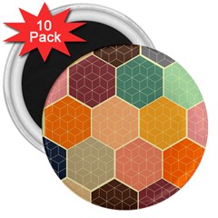 Abstract Hex Hexagon Grid Pattern Honeycomb 3  Magnets (10 Pack) 