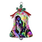 In Orbit Prismatic Metal Holly Leaf Bell Ornament Front