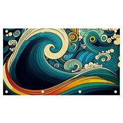 Waves Ocean Sea Abstract Whimsical Abstract Art 3 Banner And Sign 7  X 4  by Ndabl3x