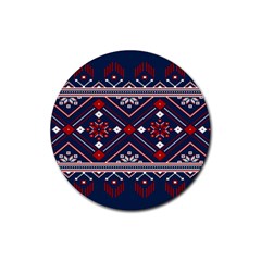 Ukrainian Folk Seamless Pattern Ornament Art Rubber Coaster (round)