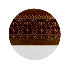 Ukrainian Folk Seamless Pattern Ornament Art Marble Wood Coaster (round) by Bedest