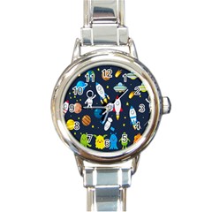 Big Set Cute Astronauts Space Planets Stars Aliens Rockets Ufo Constellations Satellite Moon Rover V Round Italian Charm Watch by Bedest