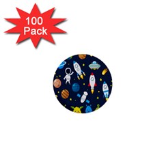 Big Set Cute Astronauts Space Planets Stars Aliens Rockets Ufo Constellations Satellite Moon Rover V 1  Mini Buttons (100 Pack) 