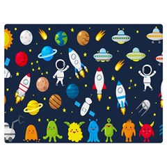 Big Set Cute Astronauts Space Planets Stars Aliens Rockets Ufo Constellations Satellite Moon Rover V Premium Plush Fleece Blanket (extra Small)