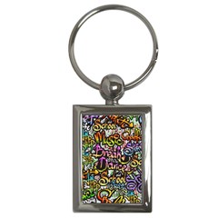 Graffiti Word Seamless Pattern Key Chain (rectangle)