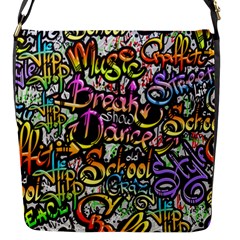 Graffiti Word Seamless Pattern Flap Closure Messenger Bag (s)