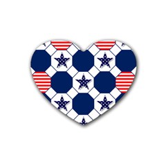 Patriotic Symbolic Red White Blue Rubber Coaster (heart)