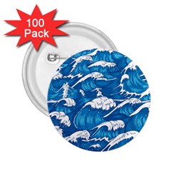 Storm Waves Seamless Pattern Raging Ocean Water Sea Wave Vintage Japanese Storms Print Illustration 2 25  Buttons (100 Pack) 