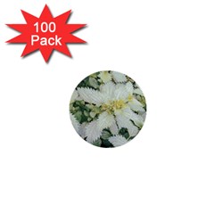 Enchanting Foliage Sharp Edged Leaves In Pale Yellow And Silver Bk 1  Mini Buttons (100 Pack)  by dflcprintsclothing