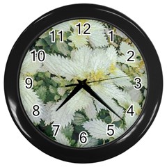 Enchanting Foliage Sharp Edged Leaves In Pale Yellow And Silver Bk Wall Clock (black) by dflcprintsclothing