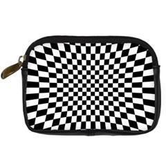 Illusion Checkerboard Black And White Pattern Digital Camera Leather Case