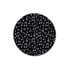 Chalk Music Notes Signs Seamless Pattern Rubber Round Coaster (4 Pack)