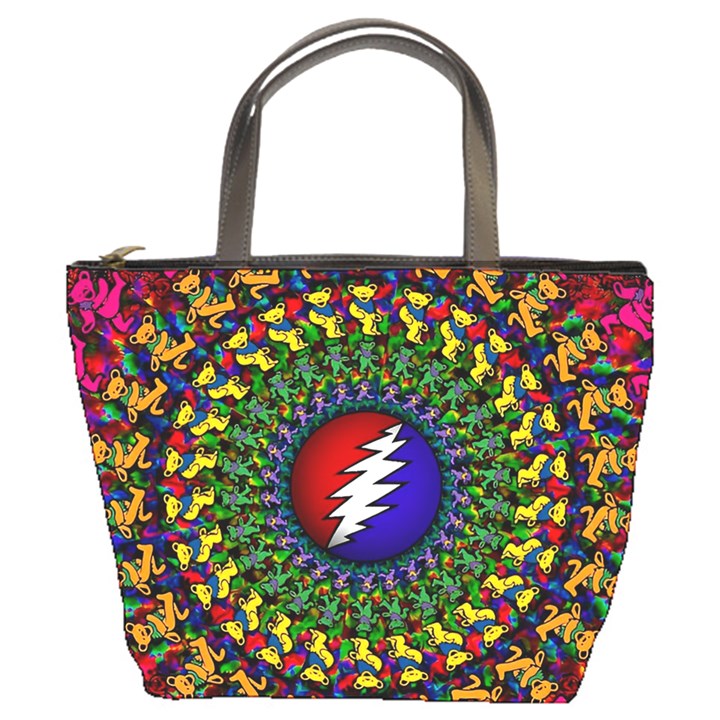 Grateful Dead Bear Pattern Bucket Bag