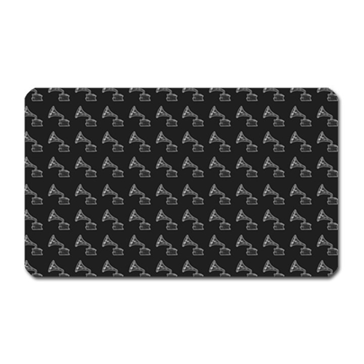 Vintage Turntable Graphic Motif Seamless Pattern Black Backgrond Magnet (Rectangular)