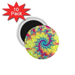 Fractal Spiral Abstract Background Vortex Yellow 1 75  Magnets (10 Pack) 