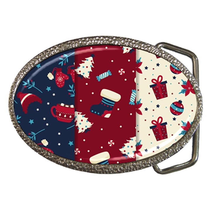 Flat Design Christmas Pattern Collection Art Belt Buckles