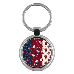 Flat Design Christmas Pattern Collection Art Key Chain (round)