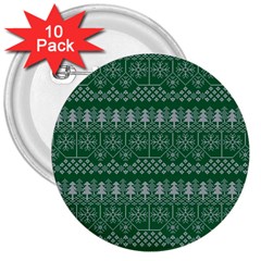 Christmas Knit Digital 3  Buttons (10 Pack) 