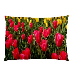 Yellow Pink Red Flowers Pillow Case by Azkajaya