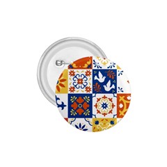 Mexican Talavera Pattern Ceramic Tiles With Flower Leaves Bird Ornaments Traditional Majolica Style 1 75  Buttons