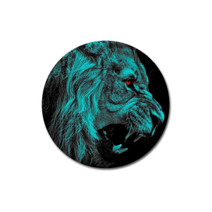 Angry Male Lion Predator Carnivore Magnet 3  (Round)