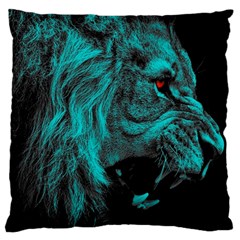 Angry Male Lion Predator Carnivore Large Premium Plush Fleece Cushion Case (one Side)