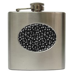 Chalk Music Notes Signs Seamless Pattern Hip Flask (6 Oz)