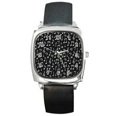 Chalk Music Notes Signs Seamless Pattern Square Metal Watch