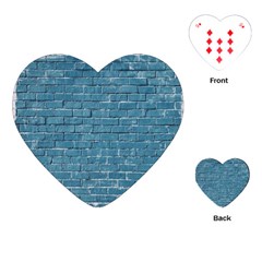 White And Blue Brick Wall Playing Cards Single Design (heart)
