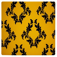 Yellow Regal Filagree Pattern Uv Print Square Tile Coaster  by Azkajaya
