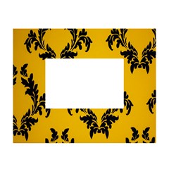 Yellow Regal Filagree Pattern White Tabletop Photo Frame 4 x6  by Azkajaya