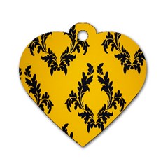 Yellow Regal Filagree Pattern Dog Tag Heart (two Sides)