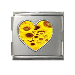 Beautiful Sunflowers Mega Link Heart Italian Charm (18mm) by Ket1n9