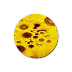 Beautiful Sunflowers Rubber Coaster (round)