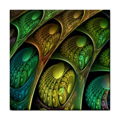 Psytrance Abstract Colored Pattern Feather Tile Coaster by Ket1n9