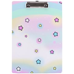 Stars Cute Pastel Pattern Rainbow A4 Acrylic Clipboard