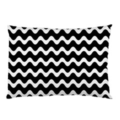 Wave-black White Pillow Case