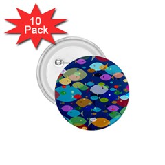 Illustrations Sea Fish Swimming Colors 1 75  Buttons (10 Pack)