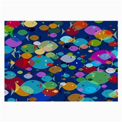 Illustrations Sea Fish Swimming Colors Large Glasses Cloth