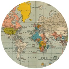 Vintage World Map Wooden Puzzle Round by Ket1n9