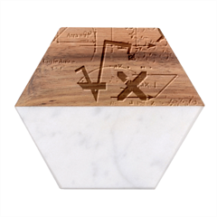 Mathematics Formula Physics School Marble Wood Coaster (hexagon)  by Bedest