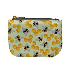 Bees Pattern Honey Bee Bug Honeycomb Honey Beehive Mini Coin Purse