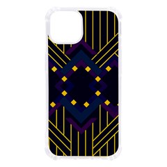 Line Square Pattern Violet Blue Yellow Design Iphone 13 Tpu Uv Print Case by Ravend
