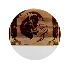 Awesome Wolves Marble Wood Coaster (round) by FantasyArt