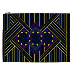 Line Square Pattern Violet Blue Yellow Design Cosmetic Bag (xxl) by Ravend