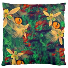 Illustrations Color Cat Flower Abstract Textures Orange Large Premium Plush Fleece Cushion Case (one Side)