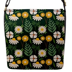 Flower Green Pattern Floral Flap Closure Messenger Bag (s)