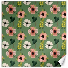 Flower Green Pink Pattern Floral Canvas 16  X 16 