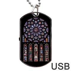 Chartres Cathedral Notre Dame De Paris Stained Glass Dog Tag Usb Flash (one Side) by Grandong