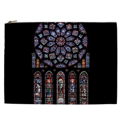 Chartres Cathedral Notre Dame De Paris Stained Glass Cosmetic Bag (xxl) by Grandong